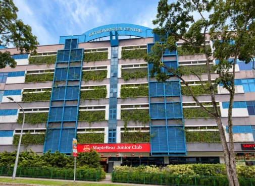 EBC Lifestyle Hub Building Exterior in Singapore Exterior view of EBC Lifestyle Hub building in Singapore.