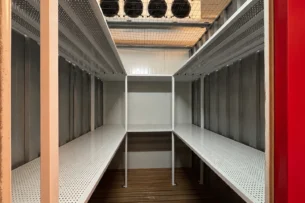 Medium temperature-controlled wine storage unit with built-in shelving at EBC Lifestyle Hub Singapore